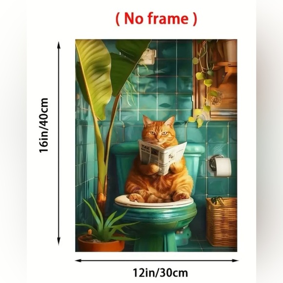 Canvas print of cat in bathroom art decor - Picture 4 of 4